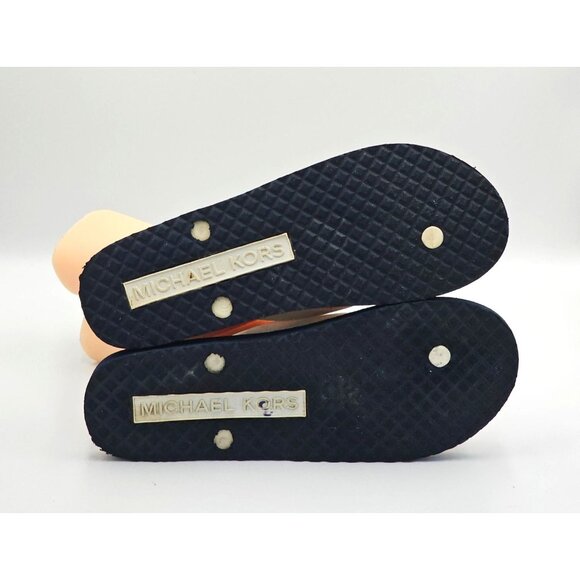 Michael Kors Women's White Navy  Jet Set Rubber Flip Flops Sandals Sz 11 2527 - Picture 5 of 16